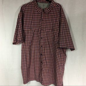 3XL Arrow Performance blue orange gingham print short sleeved button front